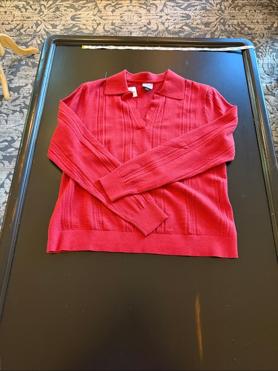 Athena Sweaters - Cabi  Athena pullover Red Knit Polo Sweater